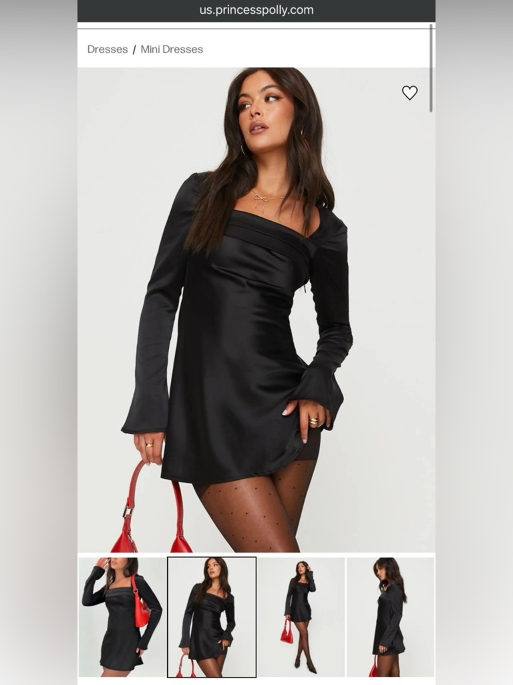 Princess Polly Cottee Satin Mini Dress | Black | Size US 6 | NWOT